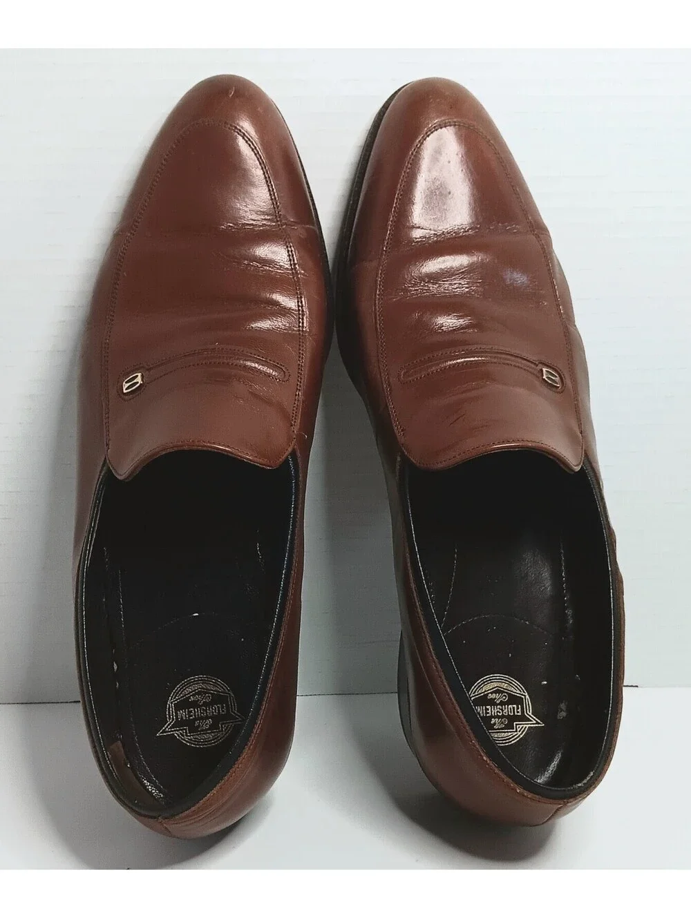 Vintage Florsheim Designer Collection Cognac Leather Slip On Loafers Men’s 12D